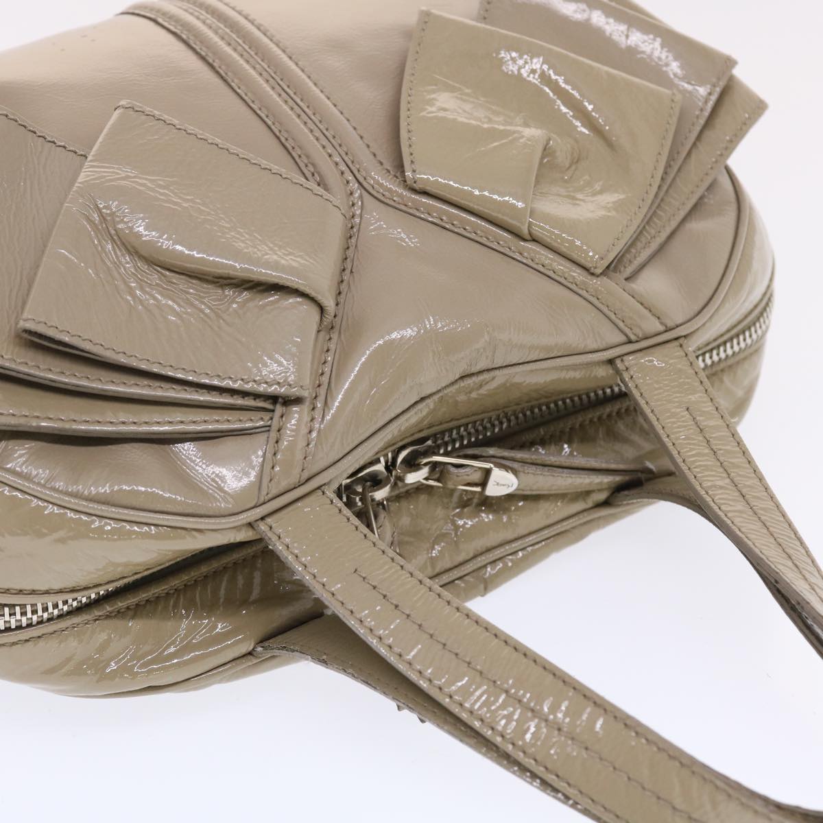 SAINT LAURENT Shoulder Bag Patent leather Gray 220177 Auth bs7159
