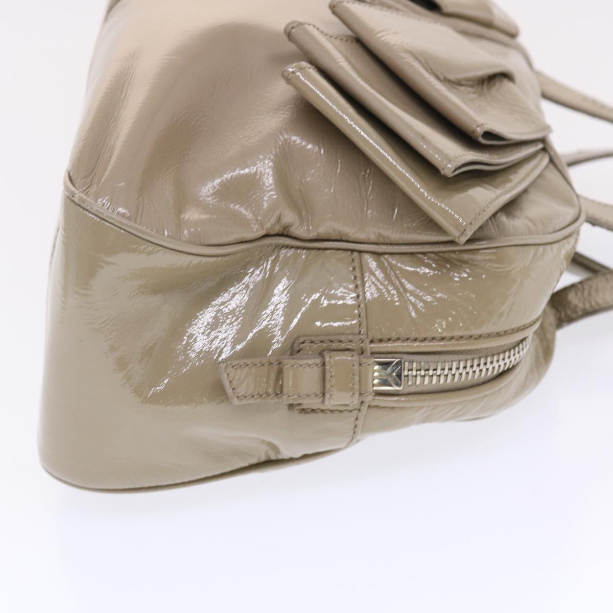 SAINT LAURENT Shoulder Bag Patent leather Gray 220177 Auth bs7159