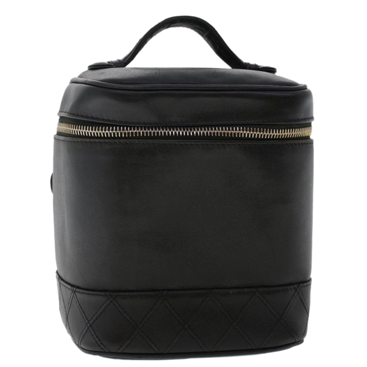 CHANEL Bicolole Vanity Cosmetic Pouch Leather Black CC  bs7241