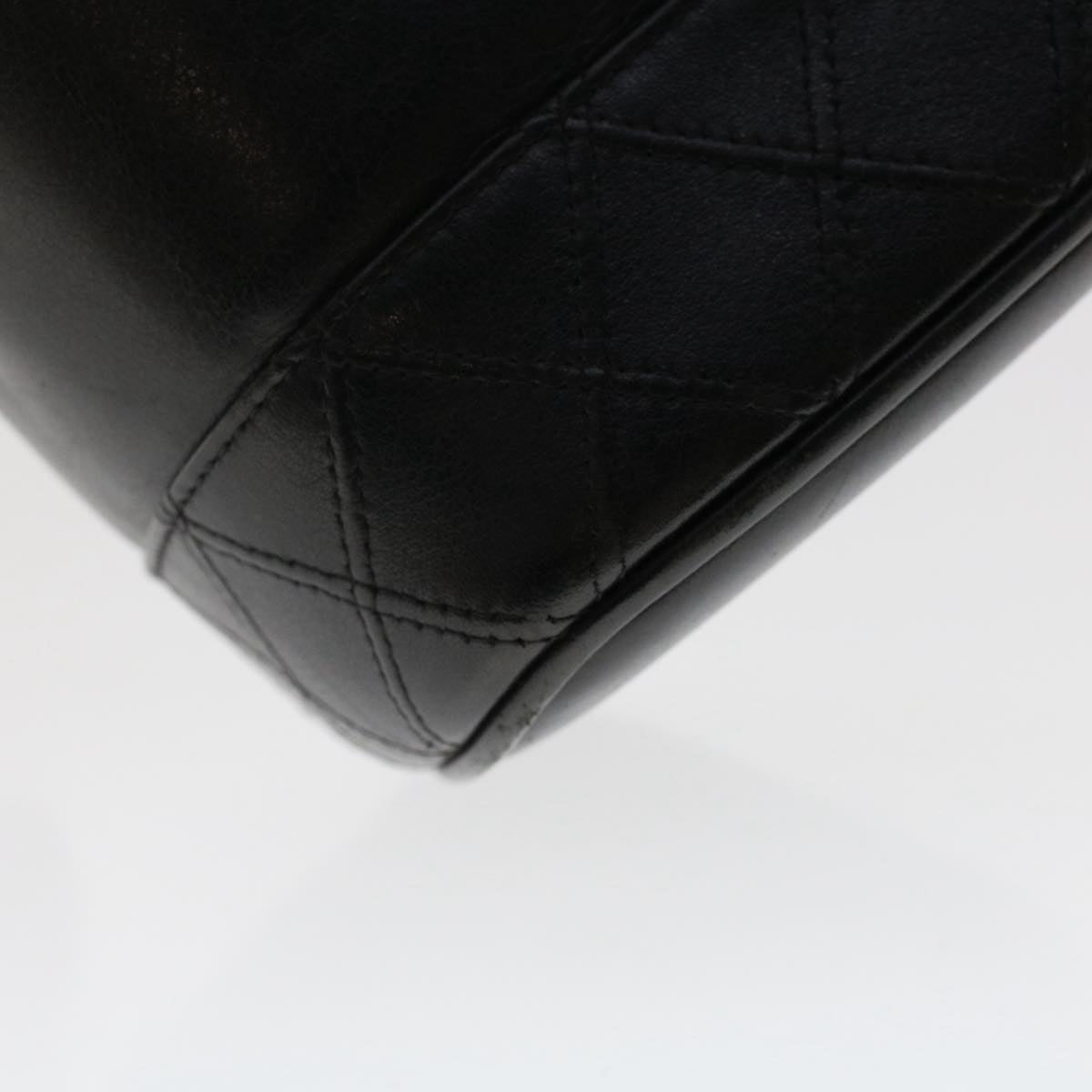 CHANEL Bicolole Vanity Cosmetic Pouch Leather Black CC  bs7241