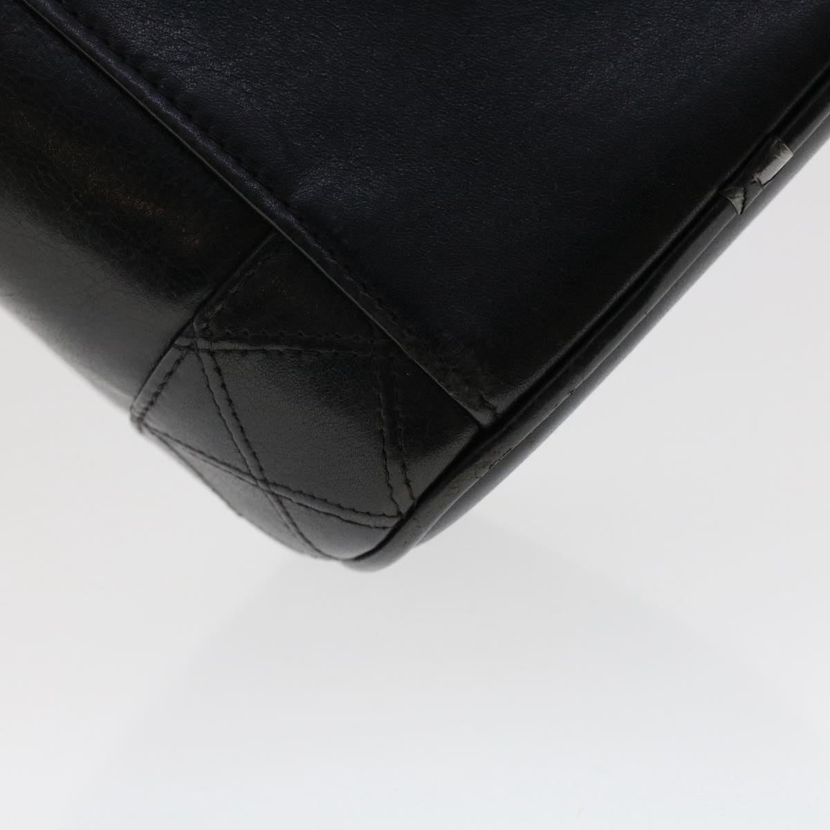 CHANEL Bicolole Vanity Cosmetic Pouch Leather Black CC Auth bs7241