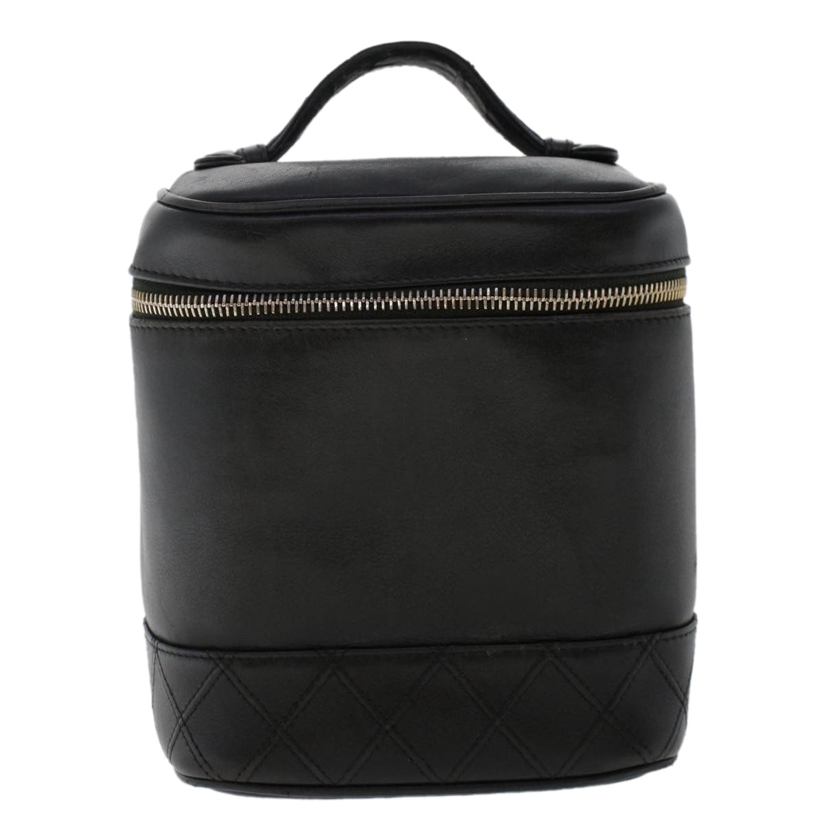 CHANEL Bicolole Vanity Cosmetic Pouch Leather Black CC Auth bs7241