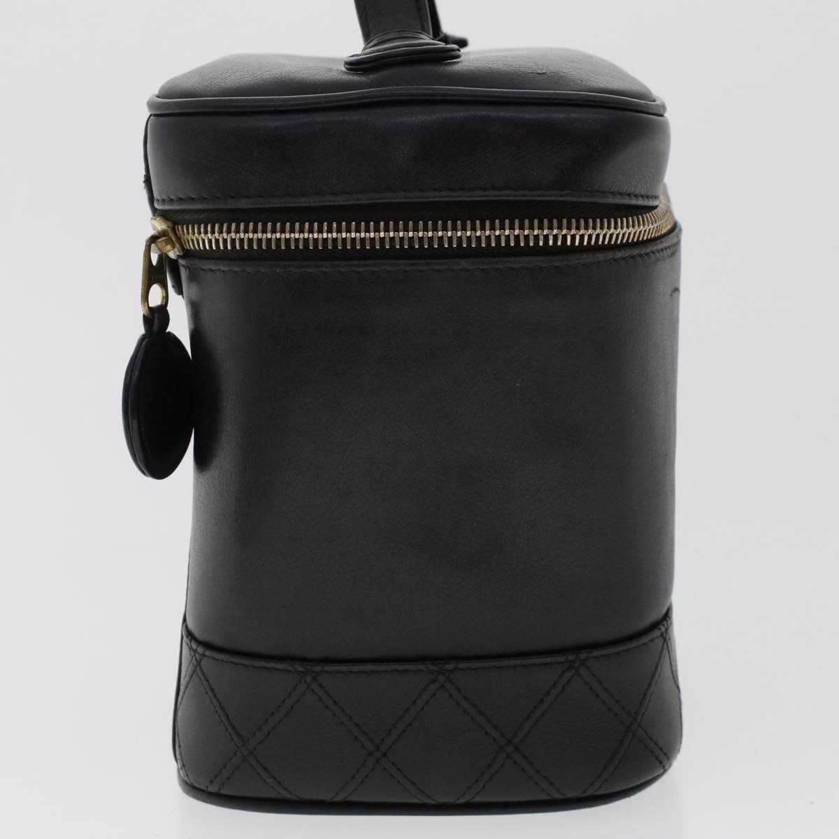 CHANEL Bicolole Vanity Cosmetic Pouch Leather Black CC Auth bs7241
