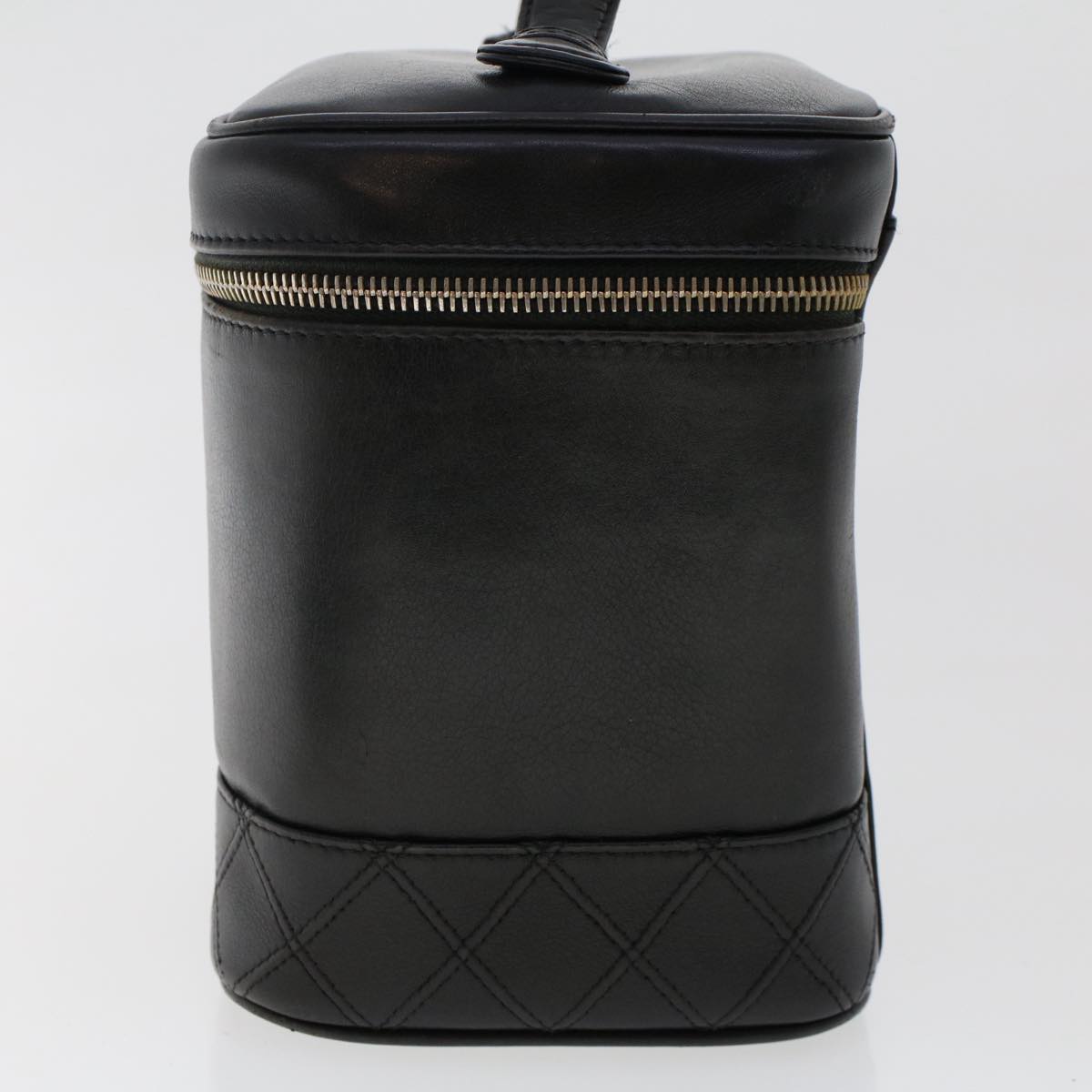 CHANEL Bicolole Vanity Cosmetic Pouch Leather Black CC  bs7241
