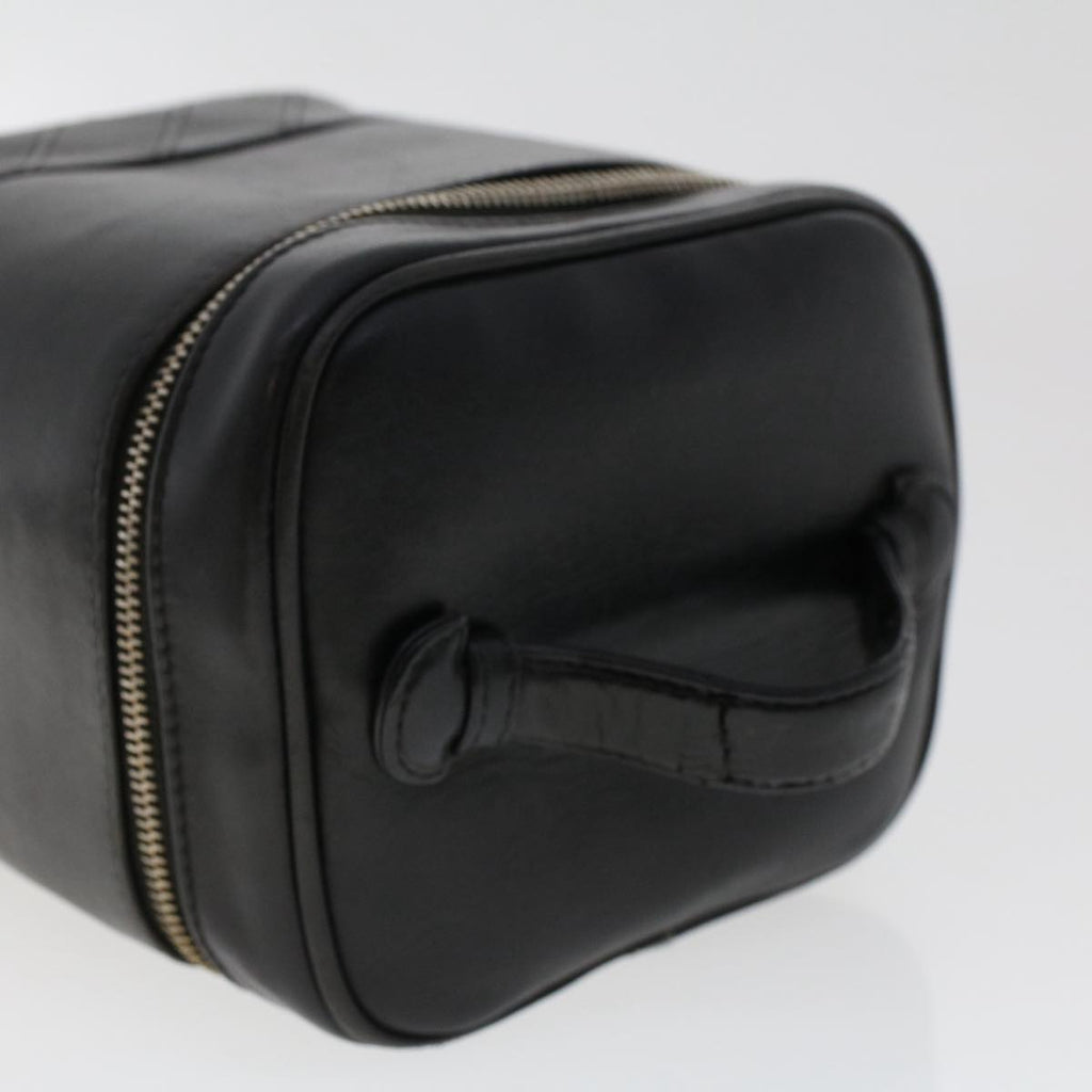 CHANEL Bicolole Vanity Cosmetic Pouch Leather Black CC  bs7241