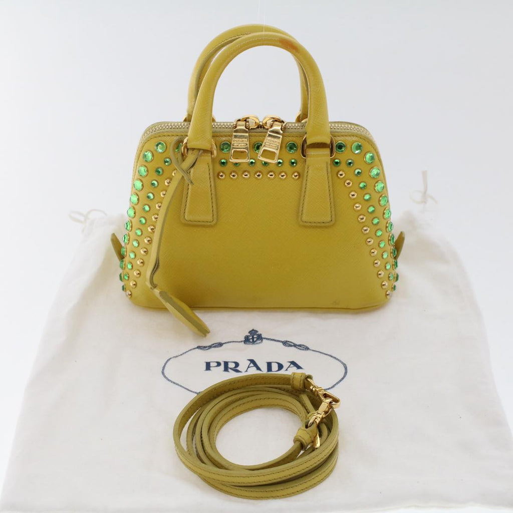 PRADA Bijoux Hand Bag Safiano leather 2way Yellow  bs7257