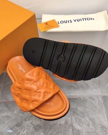 louis vuitton Women's Pool Pillow Flat Comfort Mule Orange For Women LV