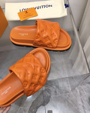 louis vuitton Women's Pool Pillow Flat Comfort Mule Orange For Women LV