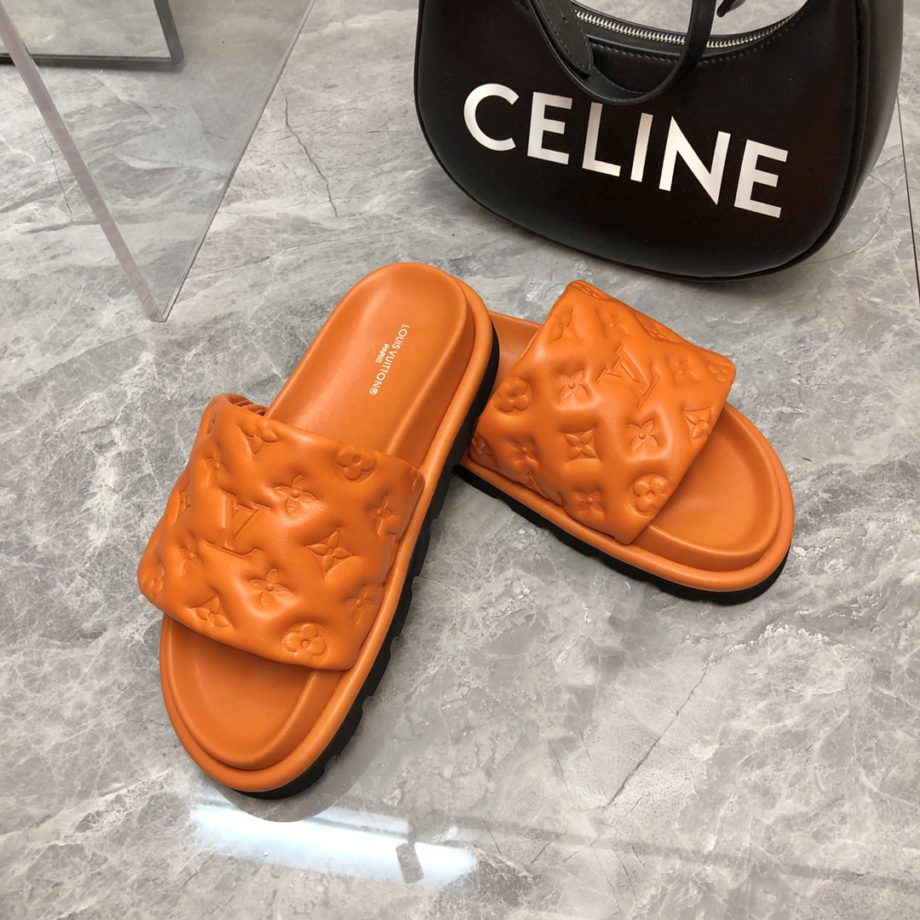 louis vuitton Women's Pool Pillow Flat Comfort Mule Orange For Women LV
