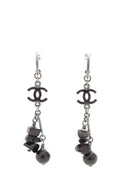 Chanel Cruise 2008 Black Stone Dangle CC Earrings