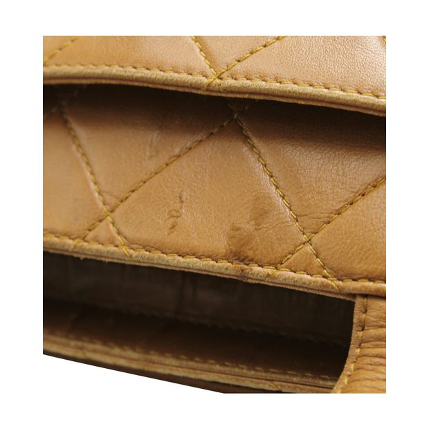 CHANEL Vintage Tan Quilted Shoulder Bag