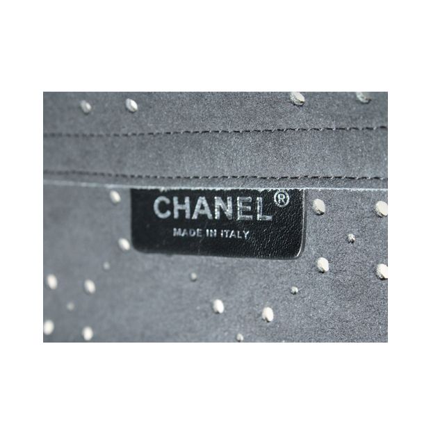 CHANEL Blue Perforated Large Shopping Tote-Grained Calfskin Caviar Leather - Pouch