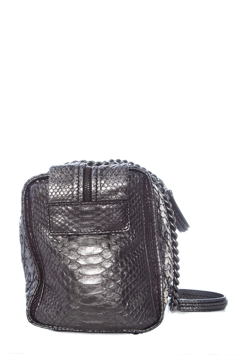 Chanel Gunmetal Python Bowler RHW Handbag