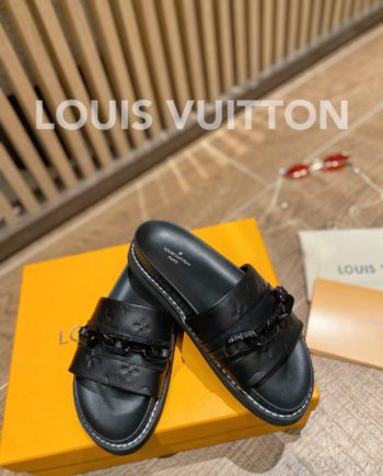 louis vuitton Sunset Flat Comfort Mule Black For Women LV