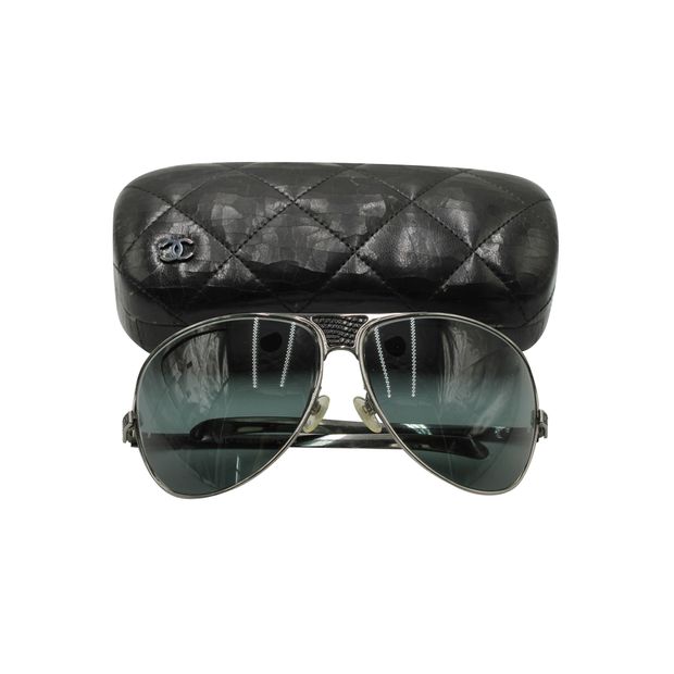 CHANEL Dark Grey Textured Sunglasses