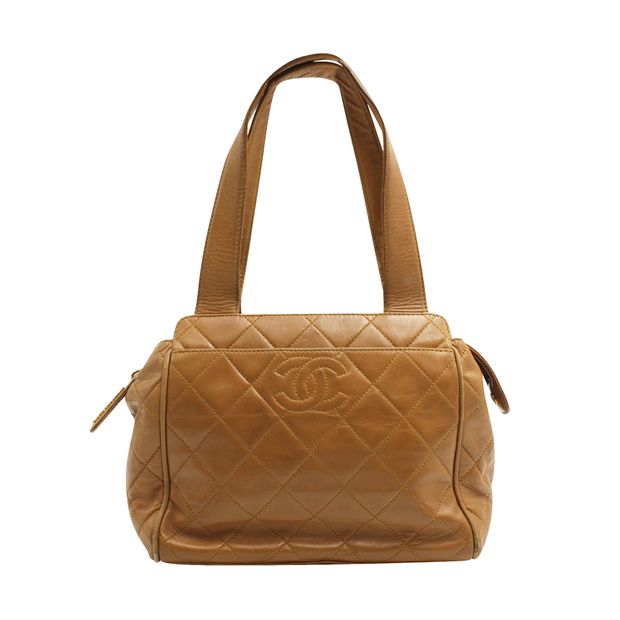 CHANEL Vintage Tan Quilted Shoulder Bag
