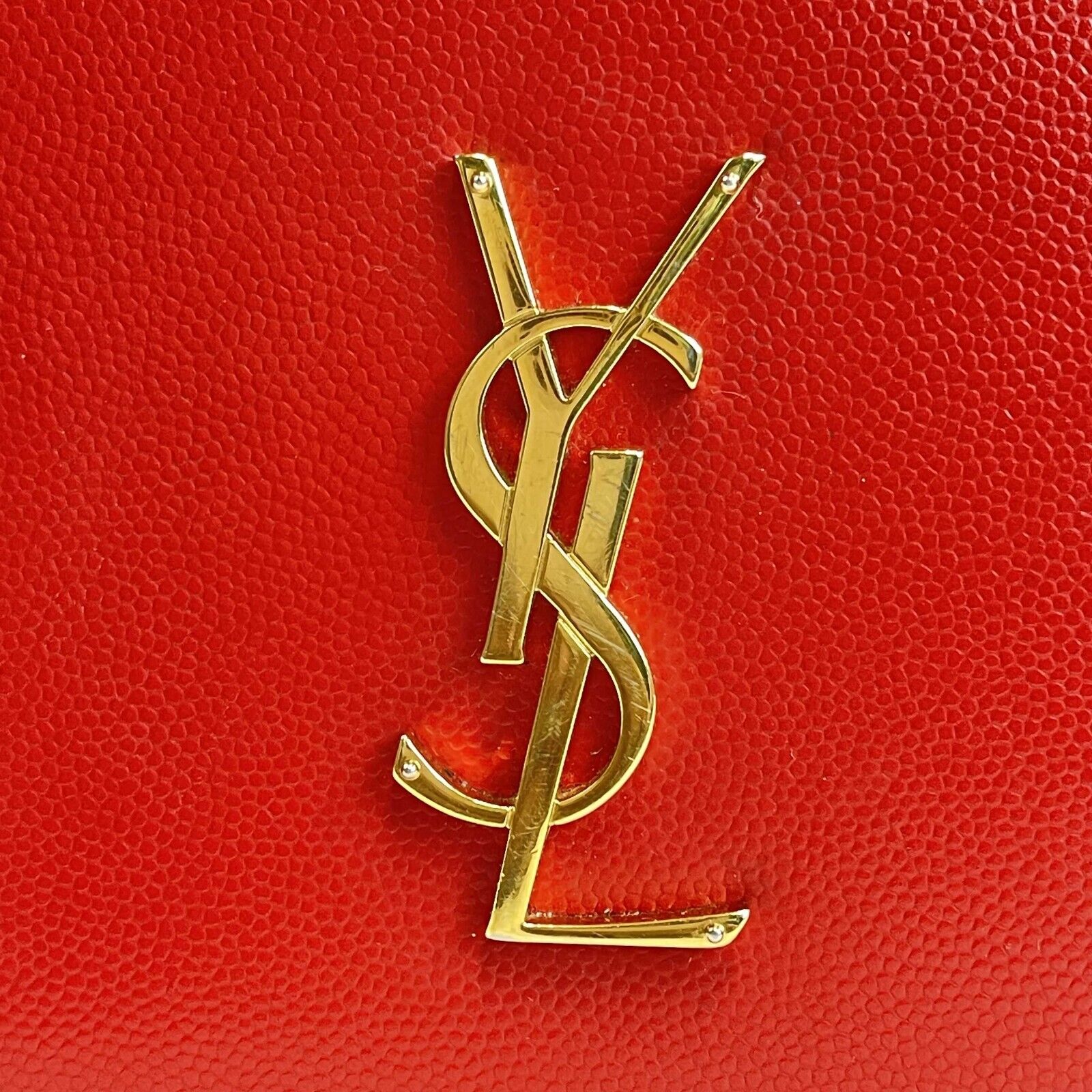 SAINT LAURENT - Grain de Poudre Classic Monogram Small Red Camera Bag Crossbody
