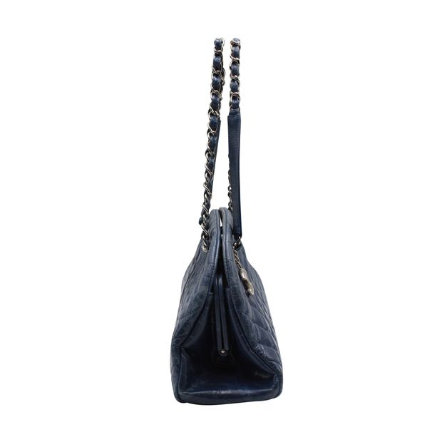 CHANEL Dark Blue Quilted Mademoiselle Leather Bag 2011