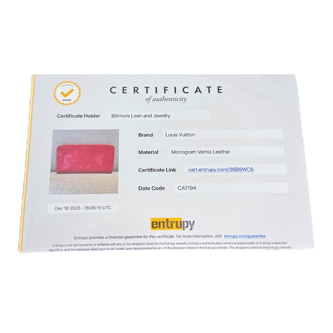 Louis Vuitton Monogram Patent Zippy Wallet