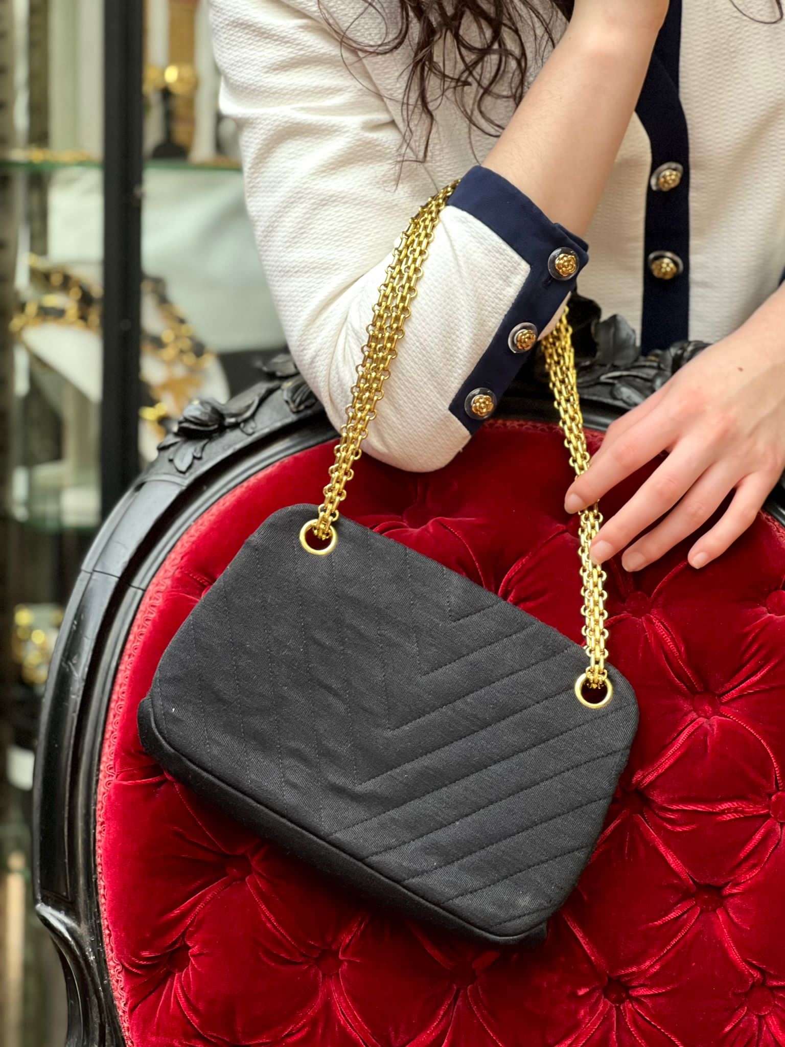 Sac en jersey noir Chanel