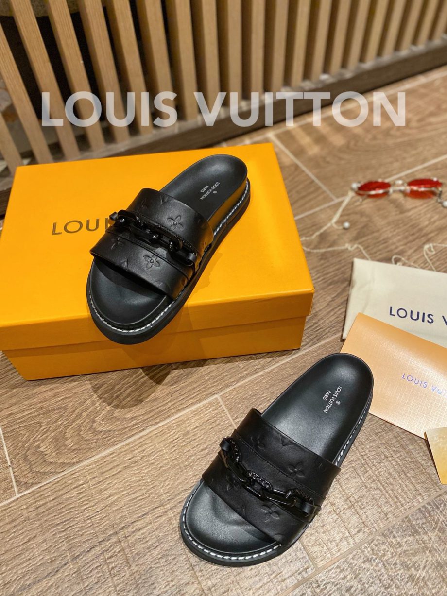 louis vuitton Sunset Flat Comfort Mule Black For Women LV