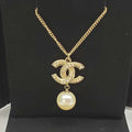 CHANEL Pearl Goldish Color Necklace Adjustable Sizes