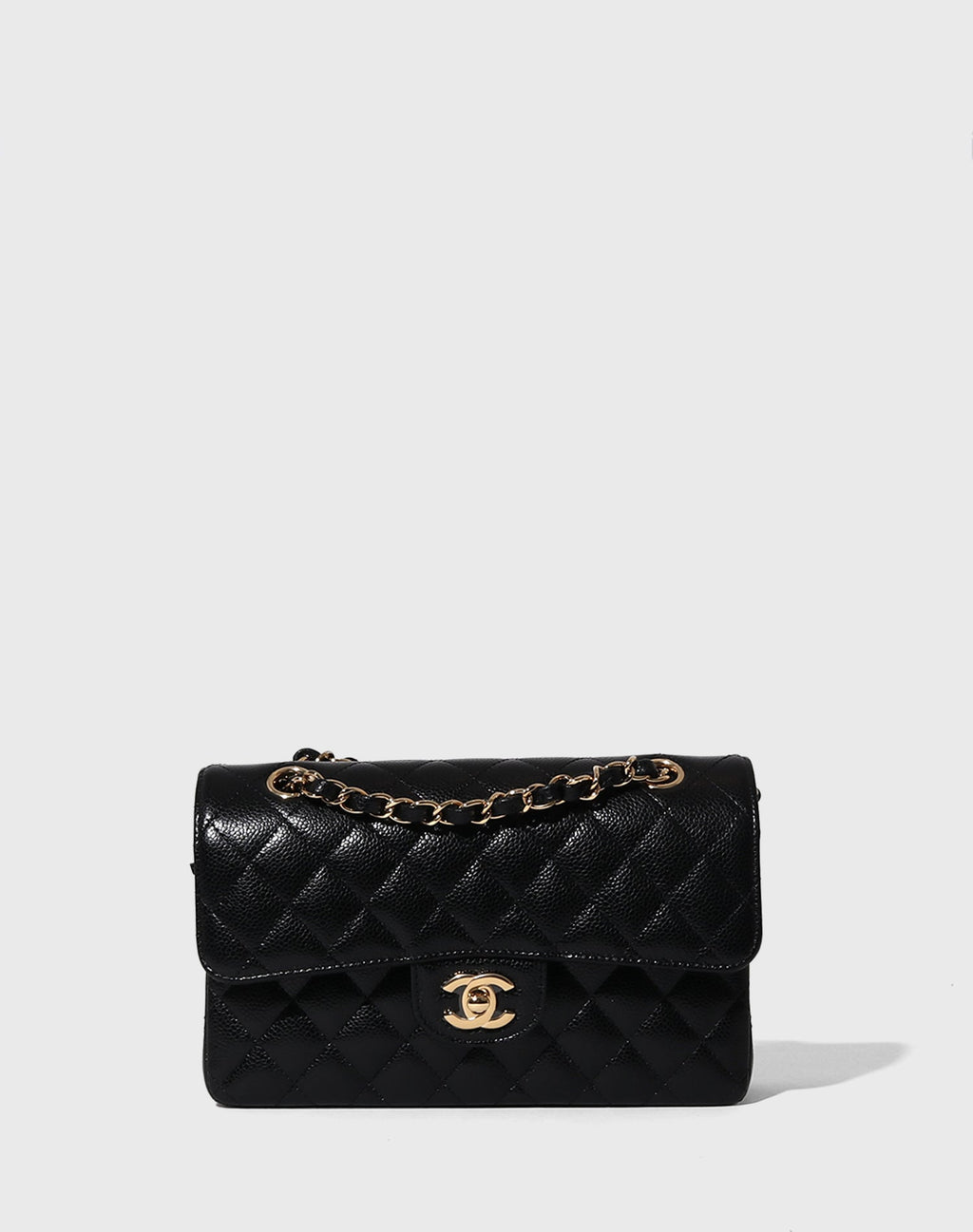 Chanel Medium Classic Double Flap Bag Black Quilted Caviar Gold Hardware