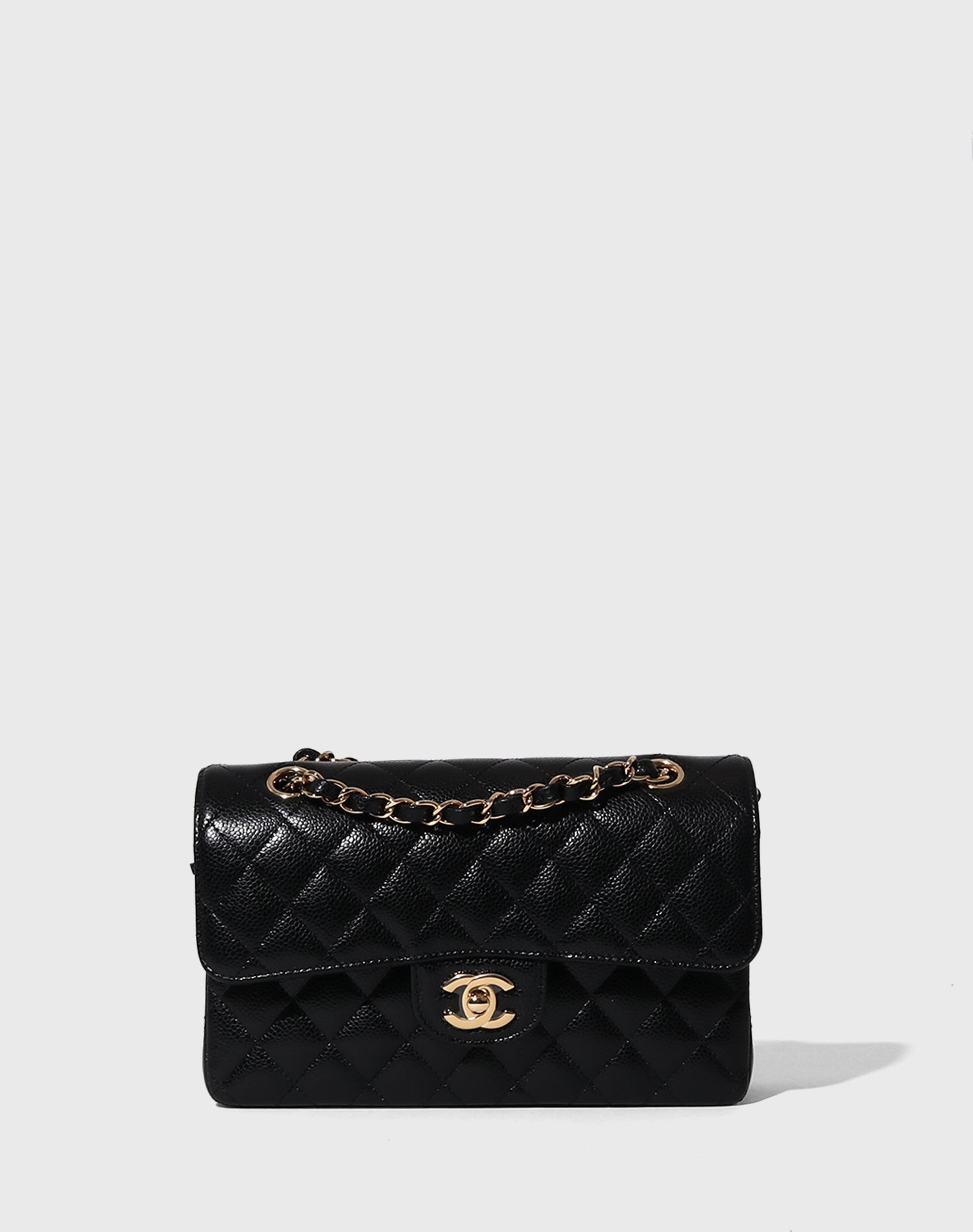 Chanel Medium Classic Double Flap Bag Black Quilted Caviar Gold Hardware
