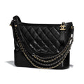 Chanel CC Gabrielle Hobo Medium Bag Black Goatskin Gold Silver-Tone Metal