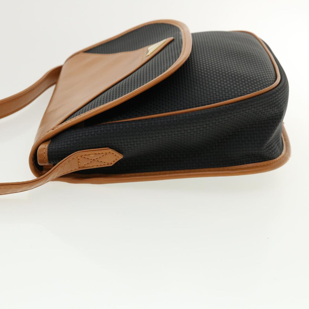 SAINT LAURENT Shoulder Bag PVC Leather Black Brown Auth cl352