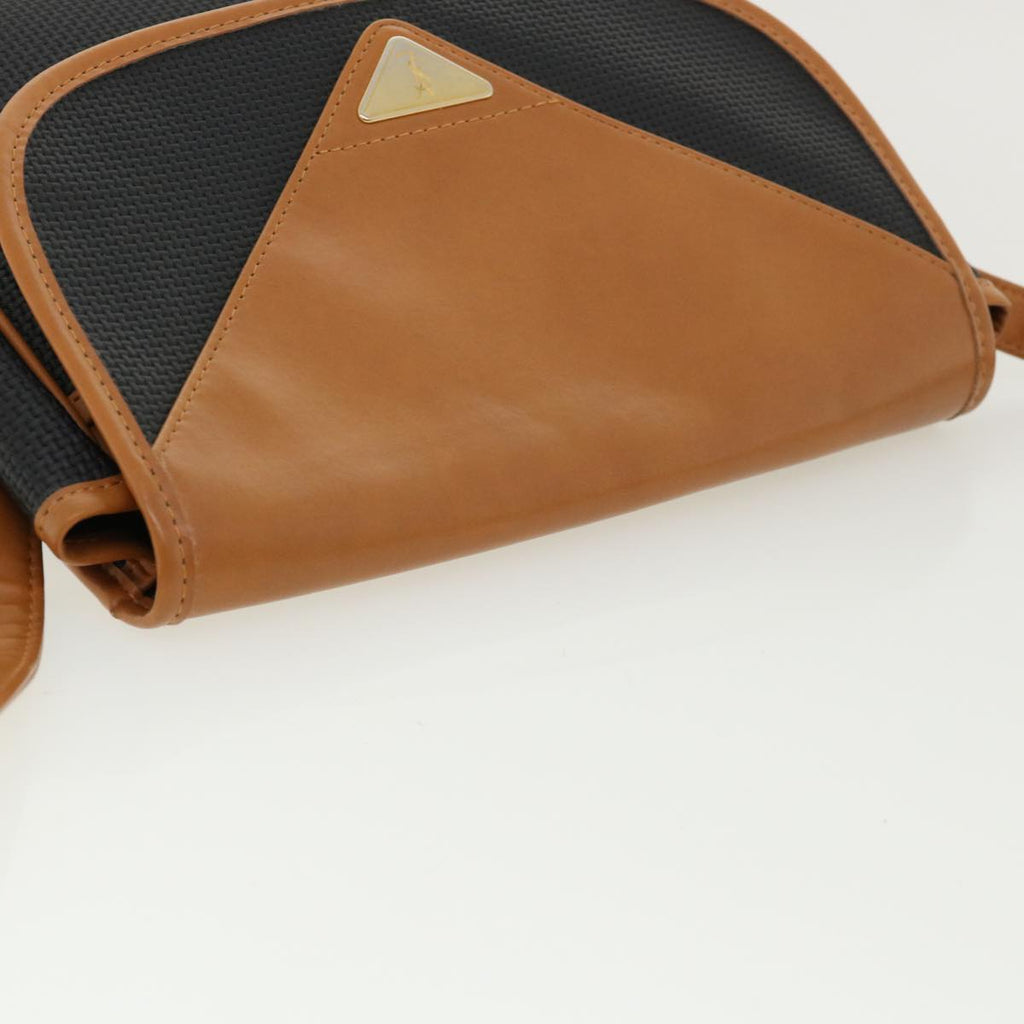 SAINT LAURENT Shoulder Bag PVC Leather Black Brown Auth cl352