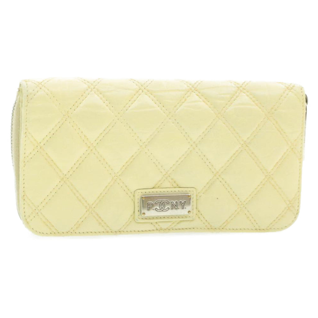 CHANEL Matelasse Zippy Long Wallet Beige CC  cr619