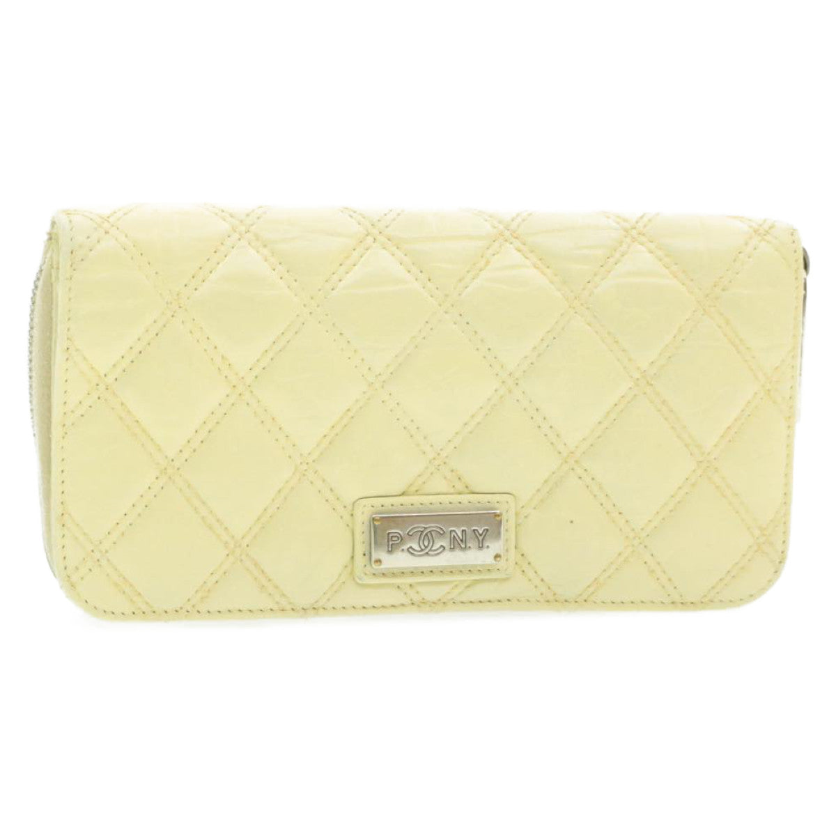 CHANEL Matelasse Zippy Long Wallet Beige CC  cr619