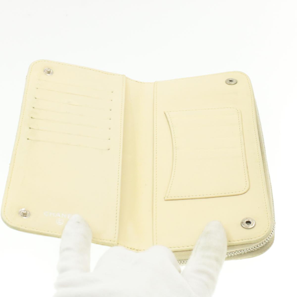 CHANEL Matelasse Zippy Long Wallet Beige CC  cr619