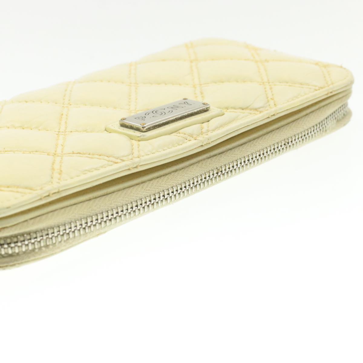CHANEL Matelasse Zippy Long Wallet Beige CC  cr619