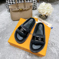 louis vuitton Women's Pool Pillow Flat Comfort Mule Black For Women LV