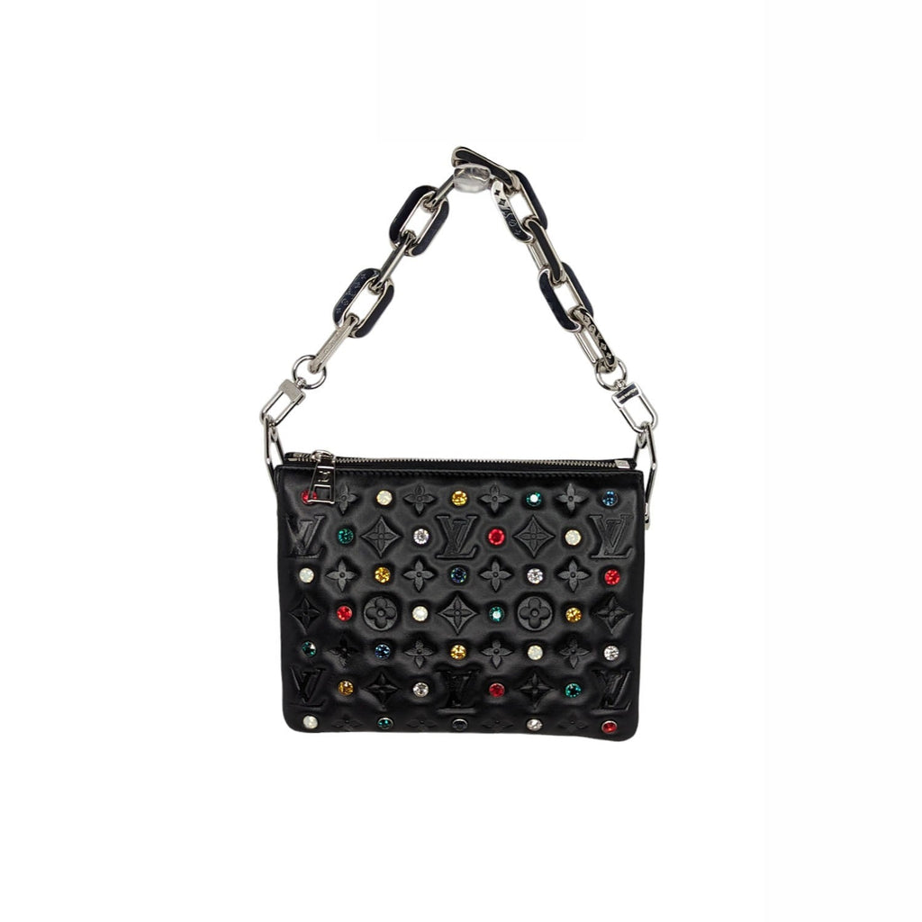 Louis Vuitton Monogram Embossed Crystal Embellished Coussin BB Bag