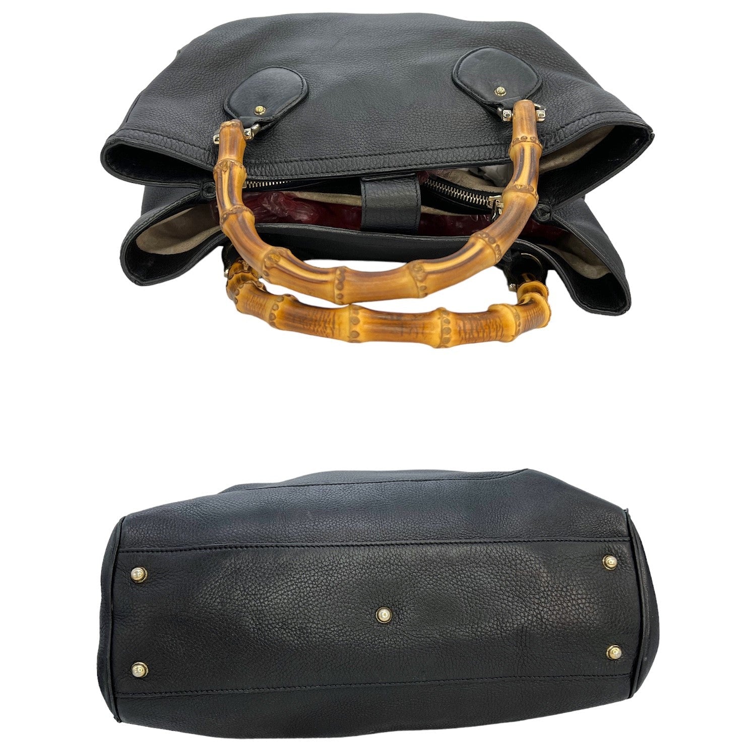 Gucci Pebbled Leather Bamboo Diana Tote