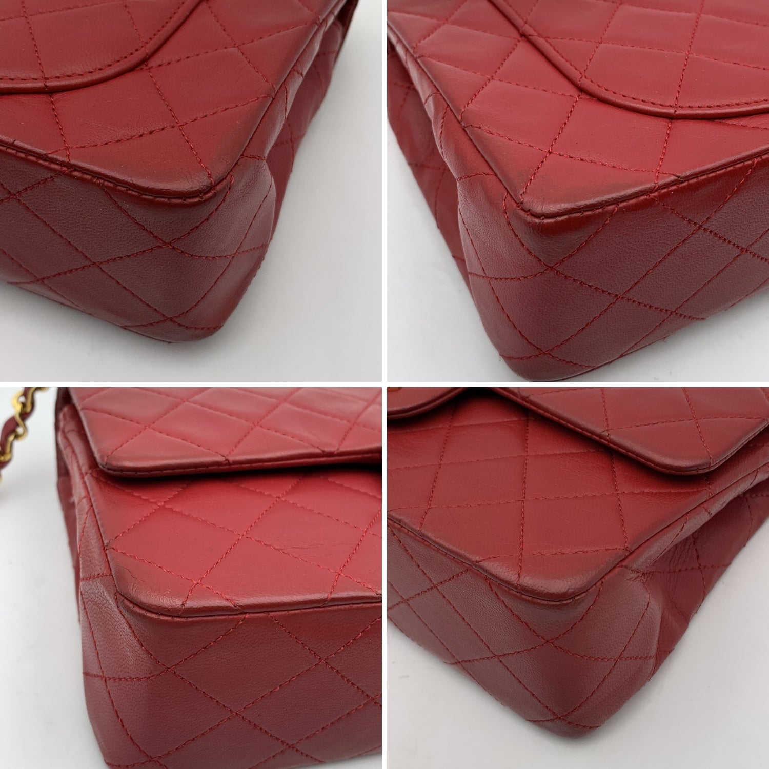 CHANEL Vintage Red Quilted Timeless Classic Small 2.55 Bag 23 Cm