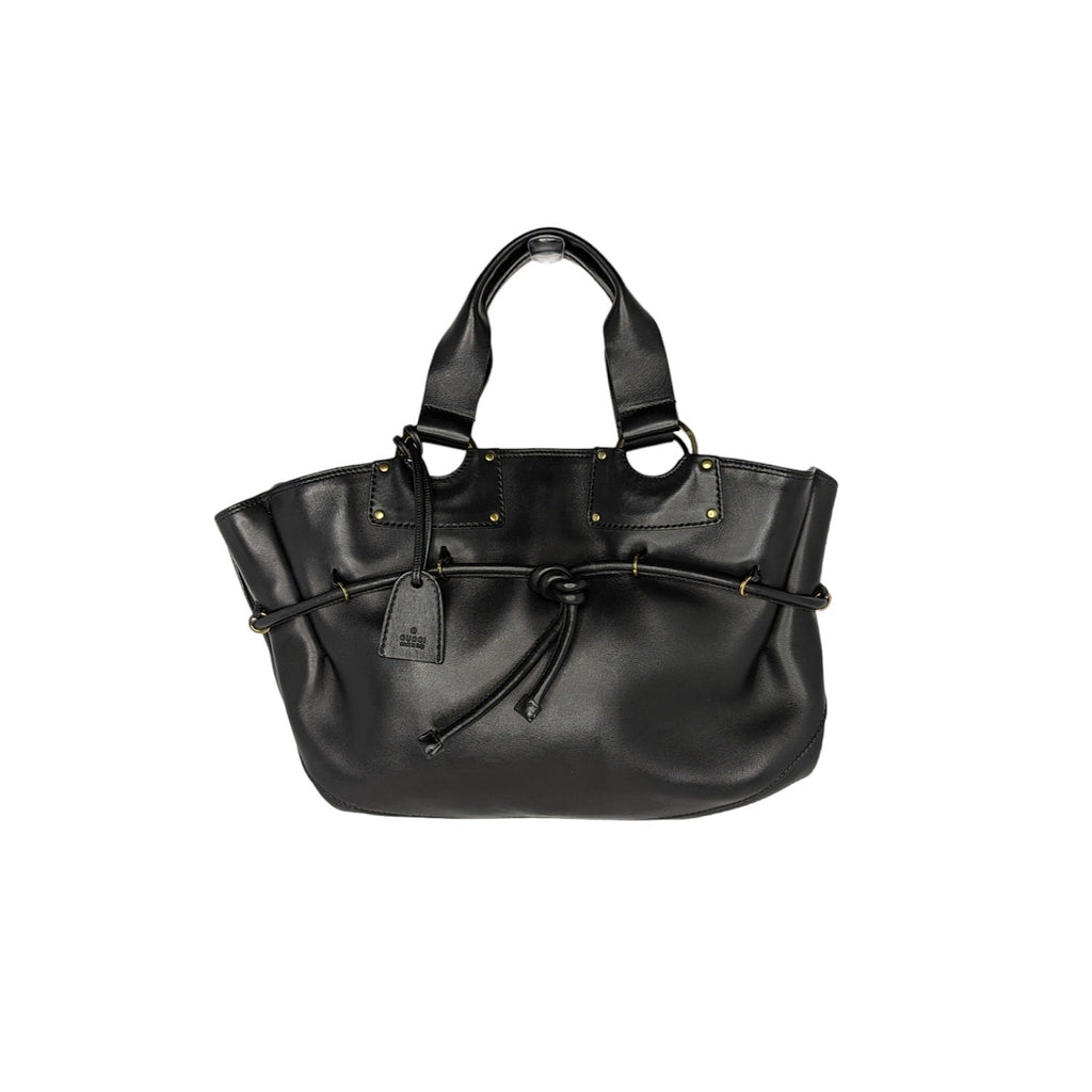 Gucci Vintage Black Leather Top Handle Bag