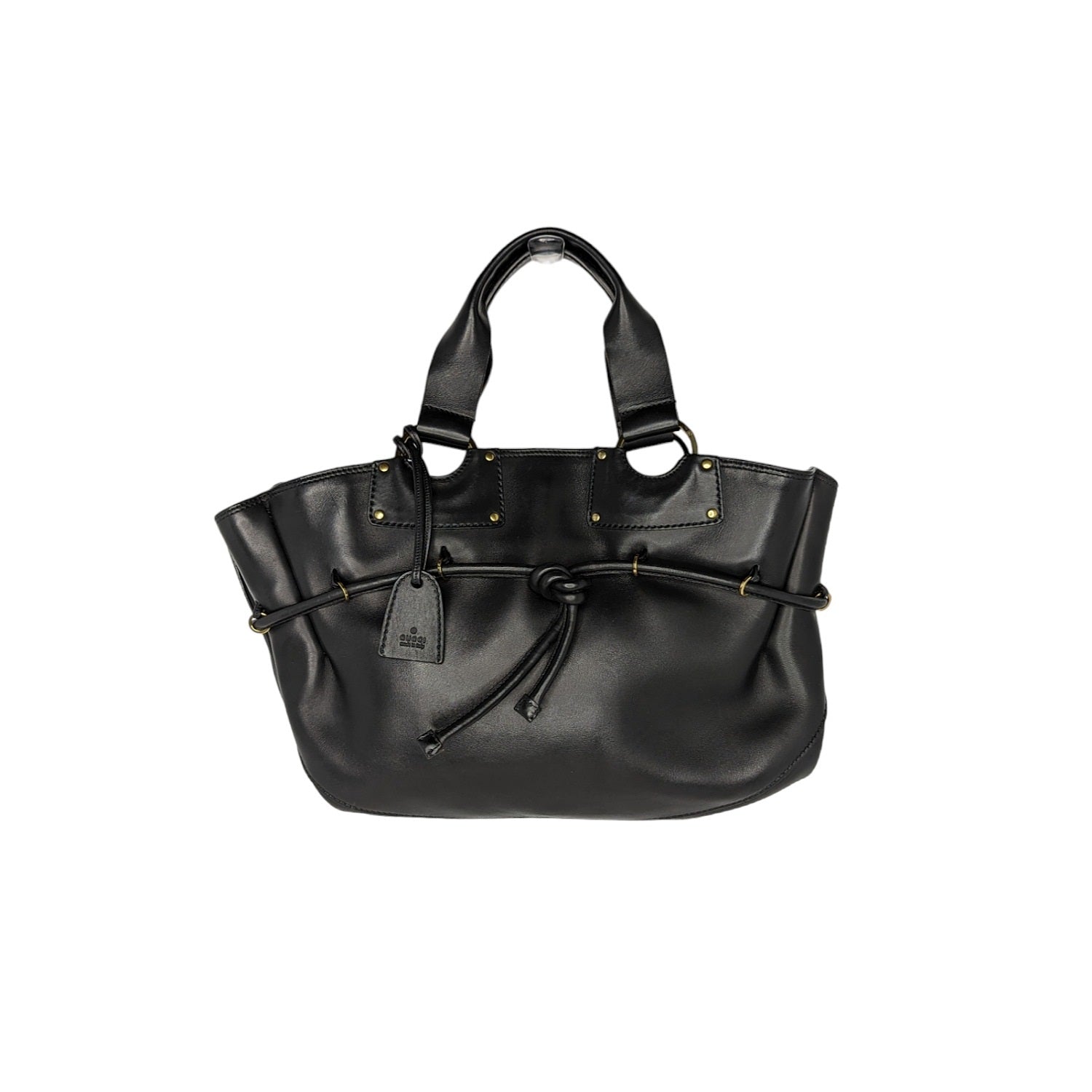 Gucci Vintage Black Leather Top Handle Bag