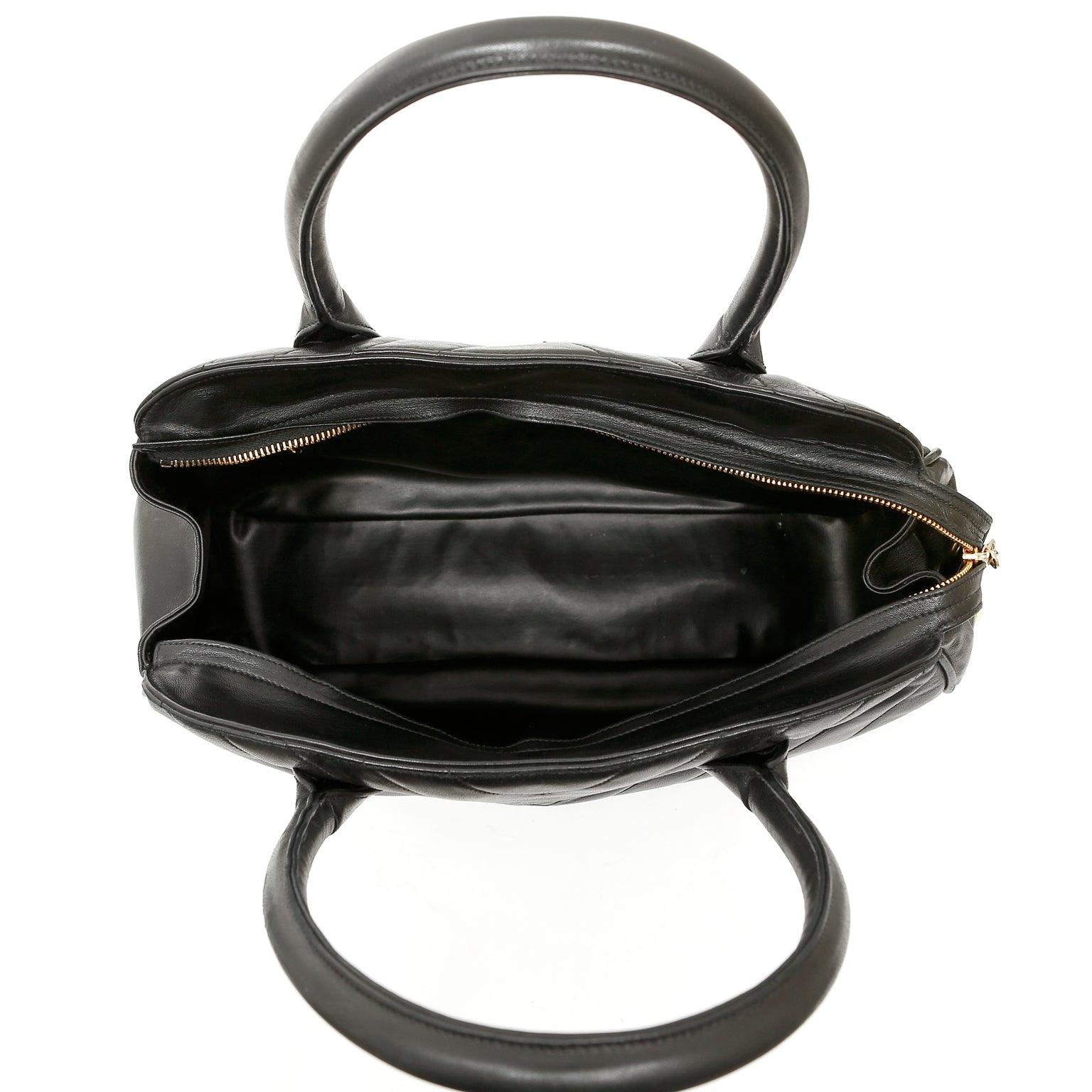 Chanel Black Chevron Leather Vintage Day Bag