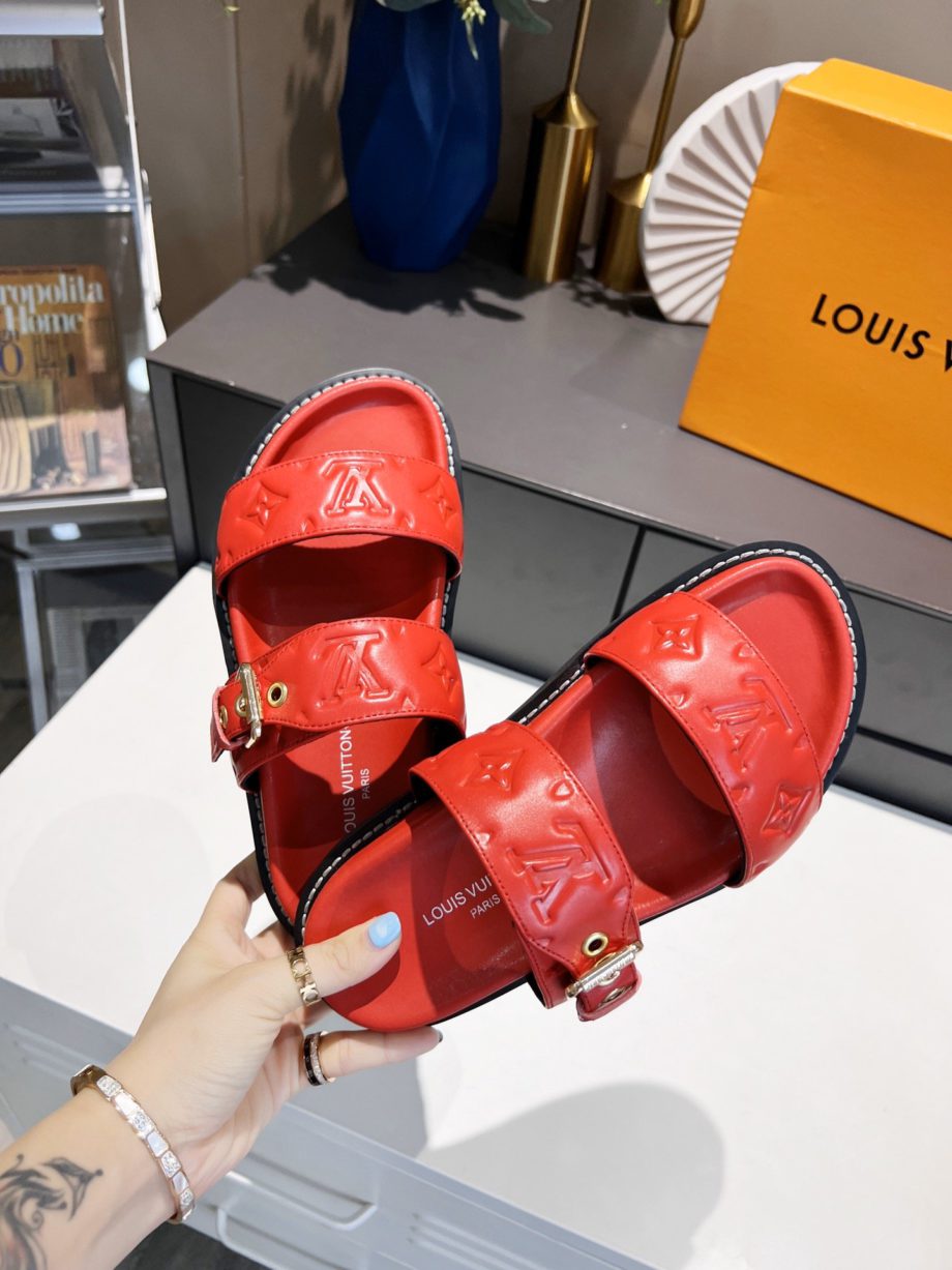louis vuitton Women's Bom Dia Flat Mule Red For Women