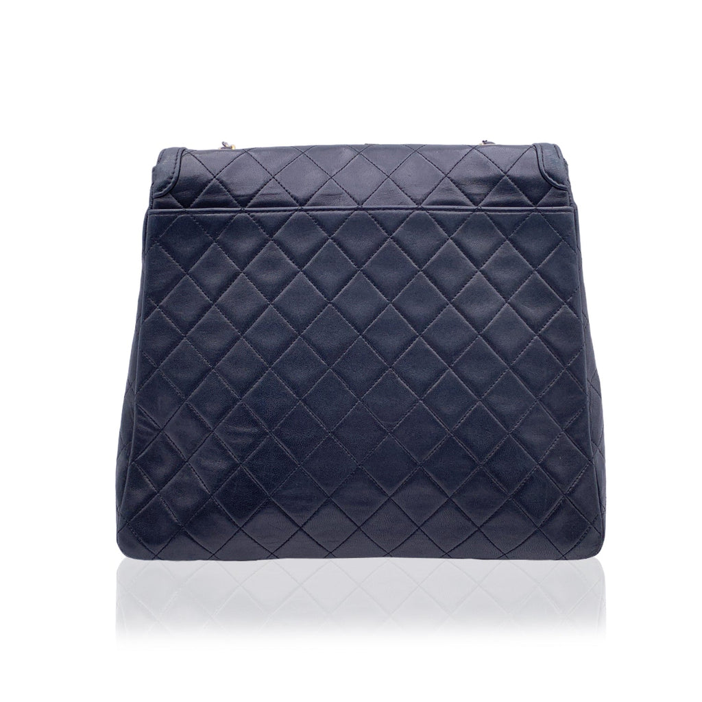 CHANEL Vintage Black Quilted Trapeze Flap Shoulder Bag With Wallet