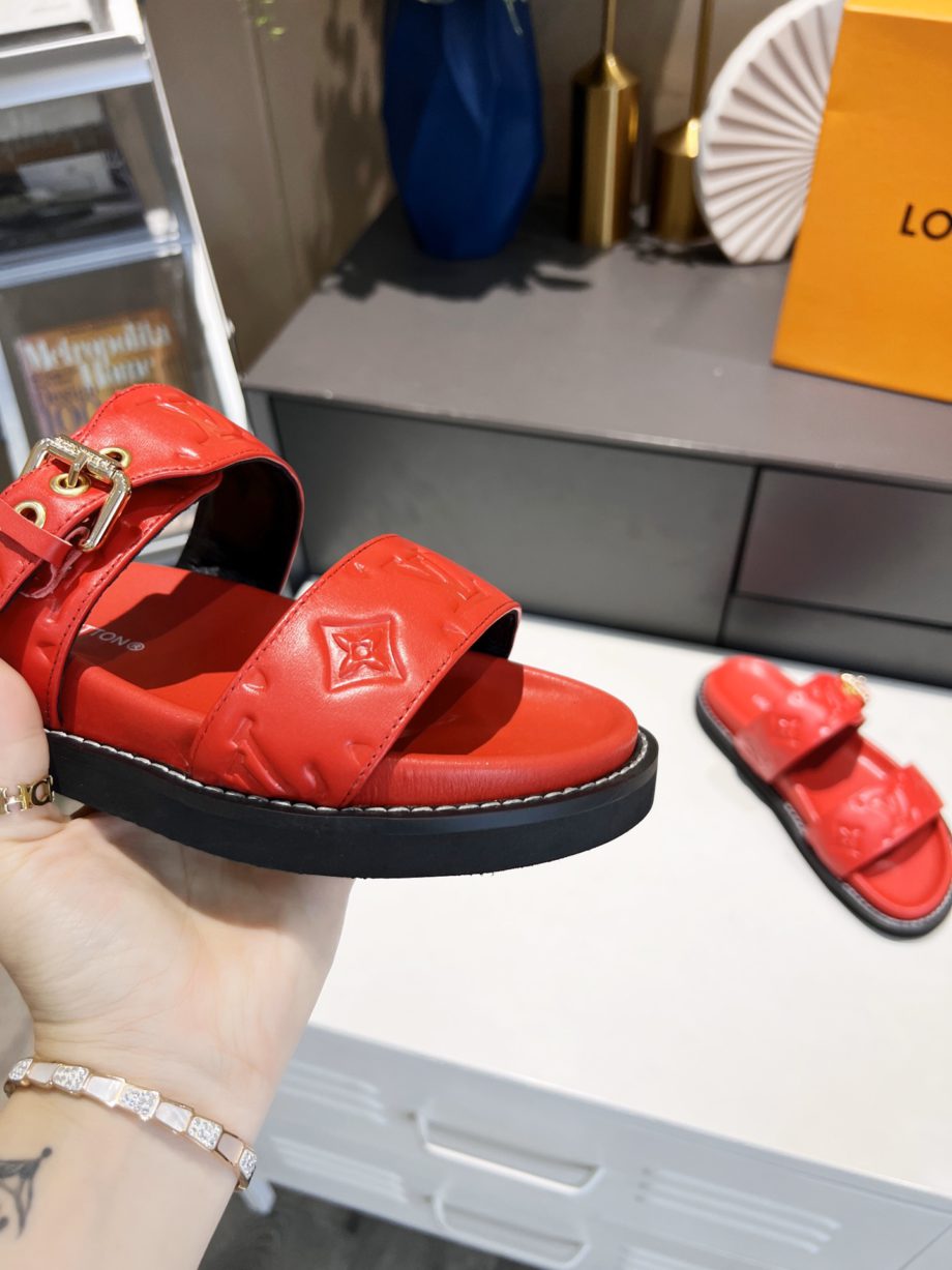 louis vuitton Women's Bom Dia Flat Mule Red For Women