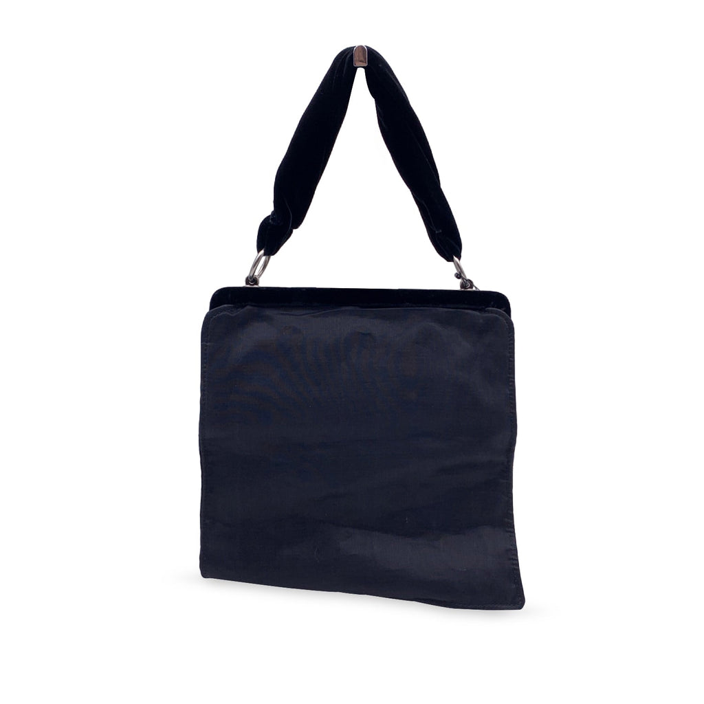 YVES SAINT LAURENT Black Fabric Velvet Evening Bag Handbag