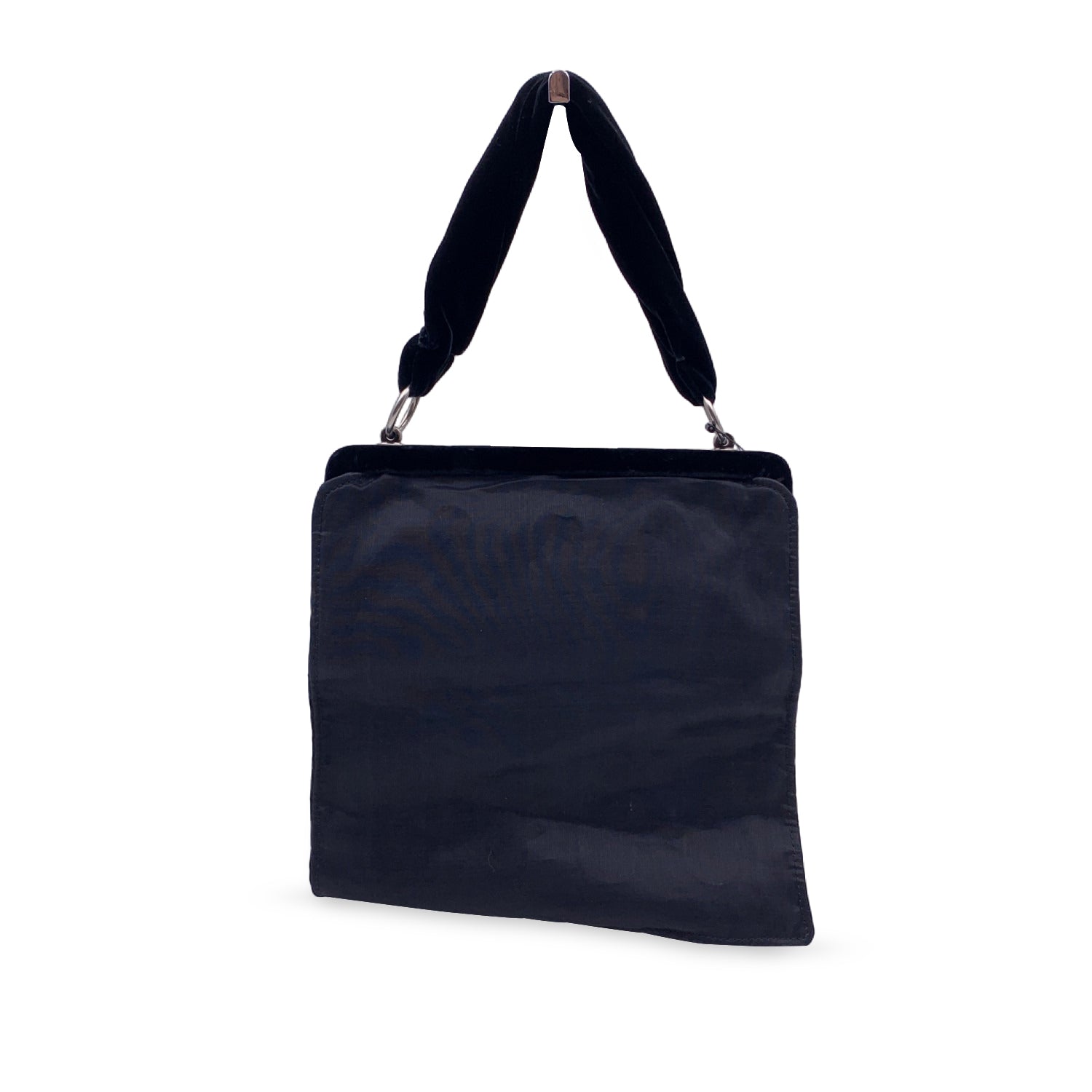 YVES SAINT LAURENT Black Fabric Velvet Evening Bag Handbag