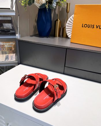 louis vuitton Women's Bom Dia Flat Mule Red For Women