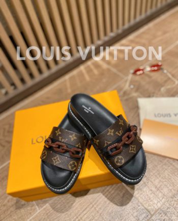 louis vuitton Sunset Flat Comfort Mule Black/Brown For Women LV
