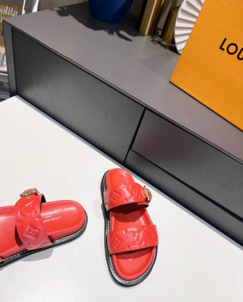 louis vuitton Women's Bom Dia Flat Mule Red For Women
